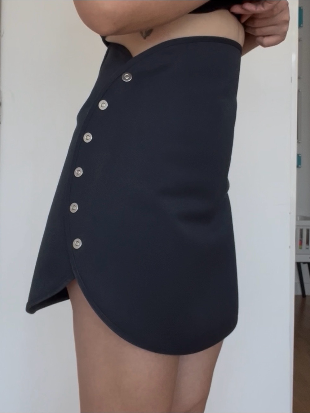 Courreges Navy Side-Snap Mini Skirt